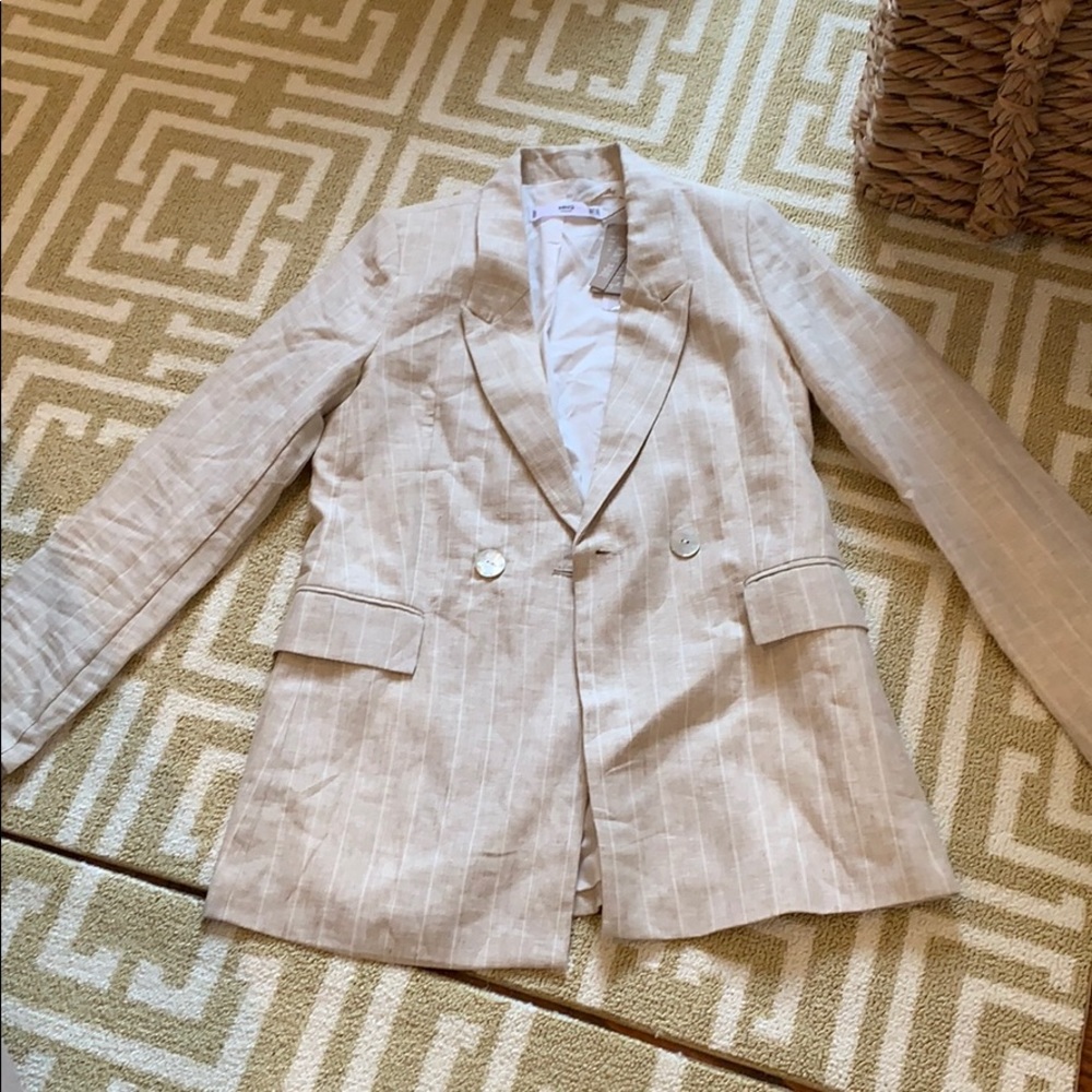 Mango linen striped blazer size xs